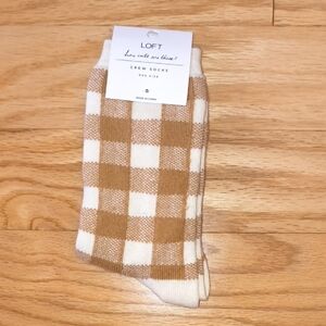 LOFT Checkered Tan & Cream Crew Socks NWT
